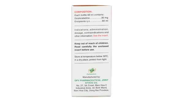 Siro Deslotid 0.5mg/ml trị dị ứng da, viêm mũi dị ứng chai 60ml