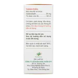 Siro Deslotid 0.5mg/ml trị dị ứng da, viêm mũi dị ứng chai 60ml