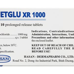 DH-Metglu XR 1000 trị đái tháo đường tuýp 2 (5 vỉ x 10 viên)