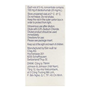 Dung dịch pha tiêm Darzalex 100mg/5ml điều trị đa u tuỷ lọ 5ml