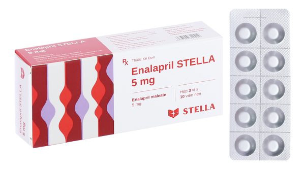 Enalapril Stella 5mg trị tăng huyết áp, suy tim (3 vỉ x 10 viên)