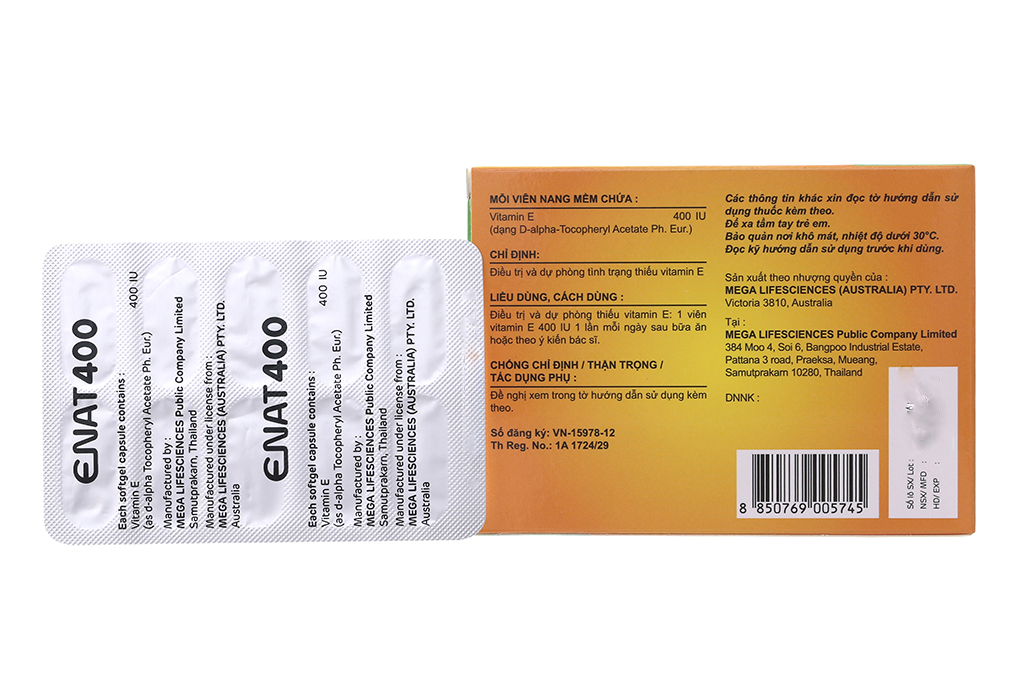 Enat 400 bổ sung vitamin E, ngừa lão hóa (3 vỉ x 10 viên)