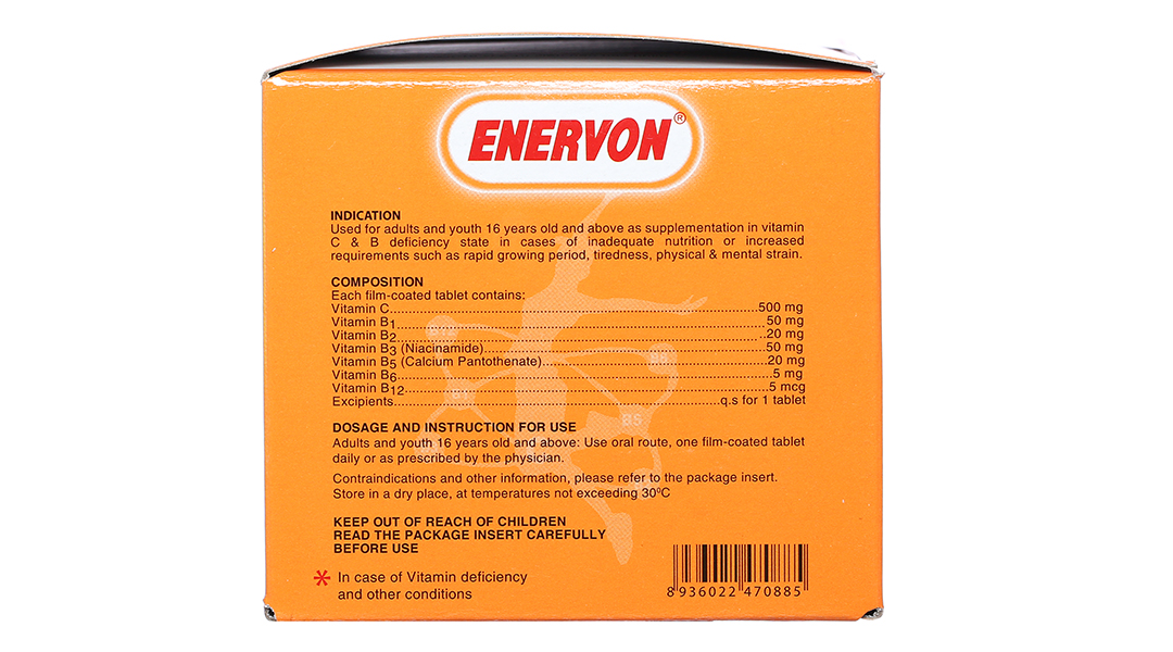 Enervon bổ sung vitamin nhóm B và vitamin C (10 vỉ x 10 viên)