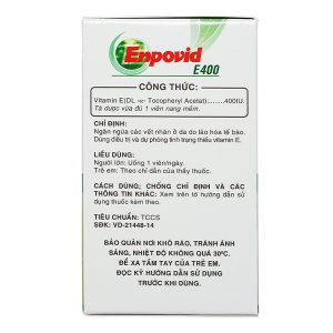 Enpovid E400 bổ sung vitamin E, ngừa lão hóa (10 vỉ x 10 viên)