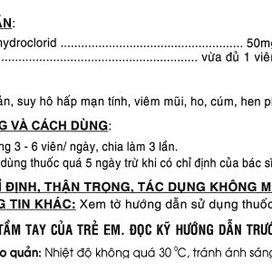 Eprazinone Mebiphar 50mg trị viêm phế quản, suy hô hấp, viêm mũi (3 vỉ x 10 viên)