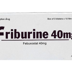 Friburine 40mg trị tăng acid uric huyết trong bệnh gout mạn tính (3 vỉ x 10 viên)