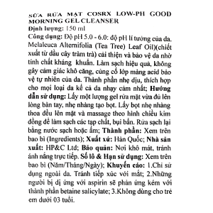 Gel rửa mặt Cosrx Low pH Good Morning làm sạch và kháng khuẩn cho da tuýp 150ml