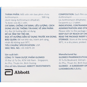 Glazi 500 trị nhiễm khuẩn (2 vỉ x 3 viên)