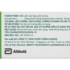 Glomoti-M 10mg trị triệu chứng nôn và buồn nôn (10 vỉ x 10 viên)