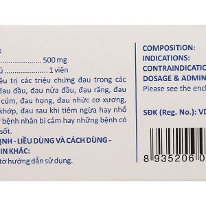Hapacol Blue 500mg giảm đau, hạ sốt (10 vỉ x 10 viên)