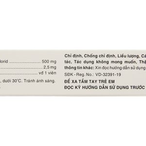 Hasanbest 500/2.5 trị đái tháo đường tuýp 2 (2 vỉ x 15 viên)