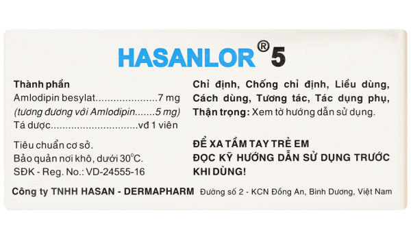 Hasanlor 5 trị tăng huyết áp (10 vỉ x 10 viên)
