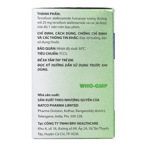 Hepa-Taf 25mg trị viêm gan siêu vi B mạn tính lọ 30 viên