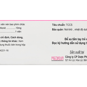 Hezepril 10 trị tăng huyết áp, suy tim sung huyết (6 vỉ x 10 viên)