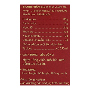 Cao lỏng Hoạt Huyết Thông Mạch P/H tăng tuần hoàn máu não, cải thiện trí nhớ chai 250ml