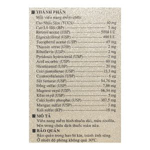 Homtamin Ginseng bổ sung vitamin và khoáng chất, giảm mệt mỏi (12 vỉ x 5 viên)