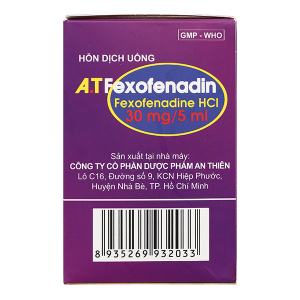 Hỗn dịch uống A.T Fexofenadin 30mg/5ml trị viêm mũi dị ứng, mày đay (30 gói x 5ml)
