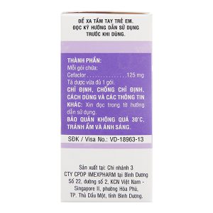 Cốm pha hỗn dịch uống Imeclor 125 trị nhiễm khuẩn (12 gói x 1.5g)