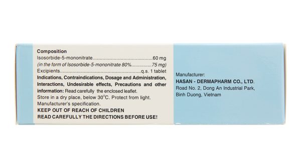 Imidu 60mg trị đau thắt ngực (3 vỉ x 10 viên)
