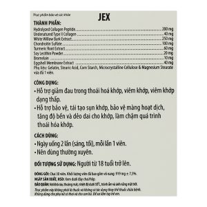 Ecogreen JEX Natural Joint Pain Relief bảo vệ, tái tạo sụn khớp chai 30 viên