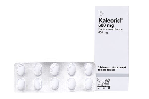 Kaleorid 600mg phòng và trị giảm kali máu (3 vỉ x 10 viên)