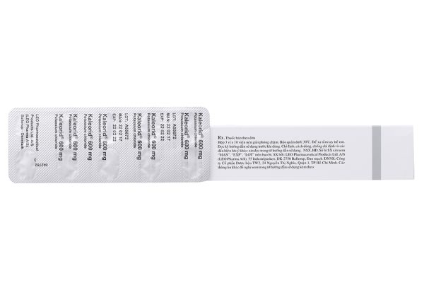 Kaleorid 600mg phòng và trị giảm kali máu (3 vỉ x 10 viên)