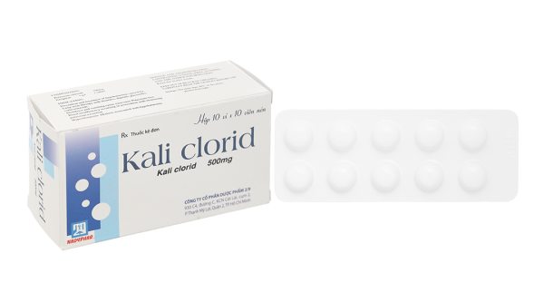 Kali Clorid Nadyphar 500mg phòng và trị triệu chứng giảm kali huyết (10 vỉ x 10 viên)
