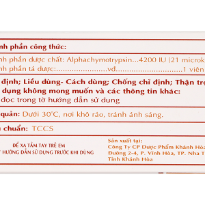 Katrypsin 4200 IU trị phù nề sau chấn thương (10 vỉ x 10 viên)