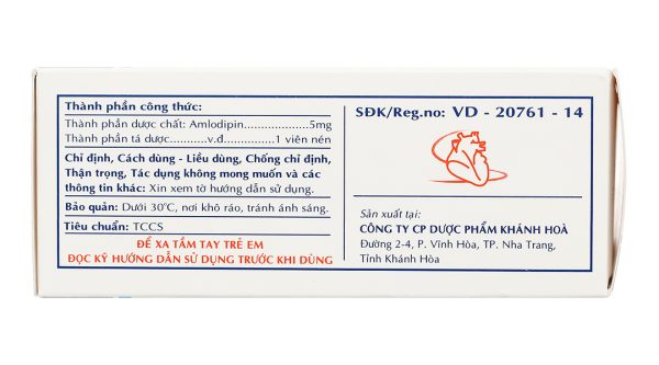 Kavasdin 5 trị tăng huyết áp, đau thắt ngực (10 vỉ x 10 viên)
