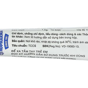 Kem bôi da Kẽm Oxyd 10% HDpharma trị các bệnh da, nhiễm khuẩn da tuýp 15g