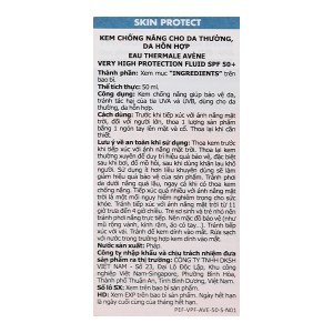 Kem chống nắng Avène Fluide SPF50+ cho da thường và da hỗn hợp tuýp 50ml