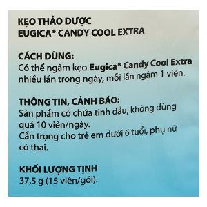 Kẹo ngậm thảo dược Eugica Candy Cool Extra giảm đau họng gói 15 viên