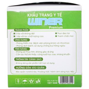 Khẩu trang y tế Winer 4 lớp màu xanh hộp 50 cái