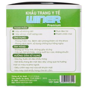 Khẩu trang y tế Winer 4 lớp màu xanh hộp 50 cái