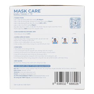 Khẩu trang y tế Mask Care 4 lớp màu trắng hộp 50 cái