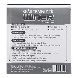 Khẩu trang y tế Winer 4 lớp màu xám hộp 50 cái