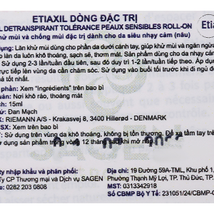 Lăn khử mùi Etiaxil giúp khử mùi hôi dưới cánh tay cho da siêu nhạy cảm chai 15ml