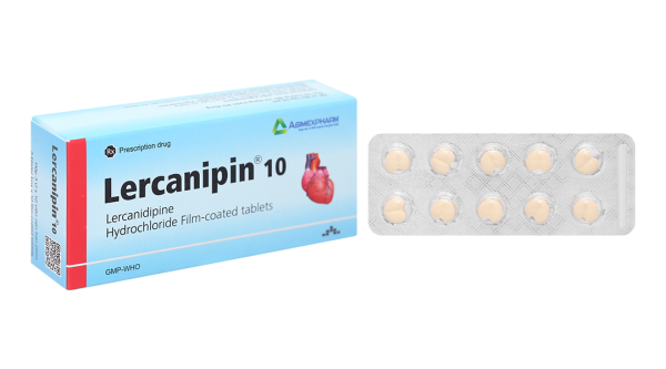 Lercanipin 10mg trị tăng huyết áp đơn liều hoặc phối hợp (3 vỉ x 10 viên)