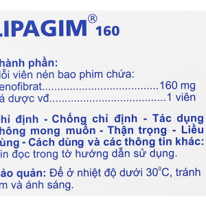 Lipagim 160 điều trị tăng Lipid máu (3 vỉ x 10 viên)