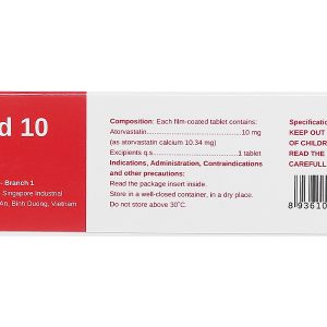 Lipistad 10 trị rối loạn mỡ máu (3 vỉ x 10 viên)