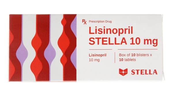Lisinopril Stella 10mg trị tăng huyết áp, suy tim (10 vỉ x 10 viên)