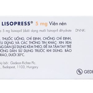 Lisopress 5mg trị tăng huyết áp, suy tim (2 vỉ x 14 viên)