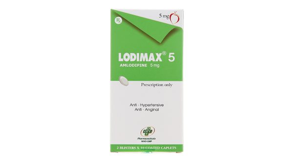 Lodimax 5 trị tăng huyết áp, đau thắt ngực (2 vỉ x 10 viên)