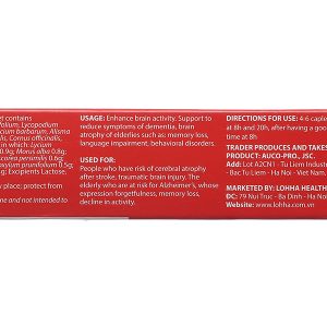 Lohha Trí Não hỗ trợ giảm triệu chứng sa sút trí tuệ, teo não hộp 30 viên