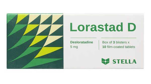 Lorastad D 5mg giảm triệu chứng viêm mũi dị ứng, mày đay (3 vỉ x 10 viên)