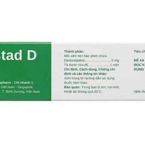 Lorastad D 5mg giảm triệu chứng viêm mũi dị ứng, mày đay (3 vỉ x 10 viên)