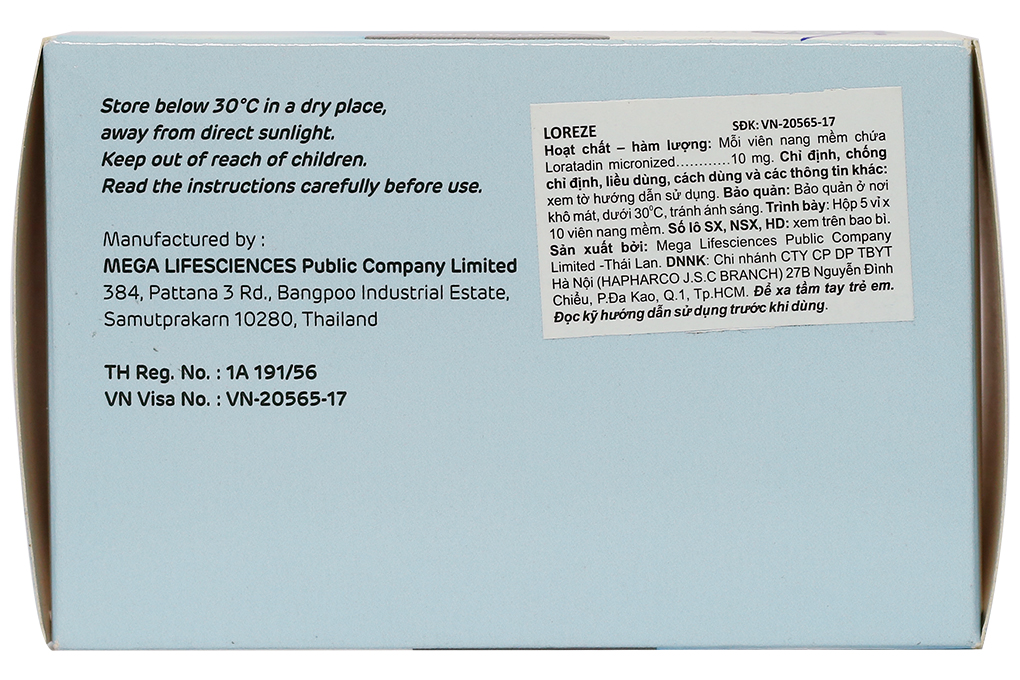Loreze Clearcap 10mg trị triệu chứng viêm mũi dị ứng, mày đay (5 vỉ x 10 viên)