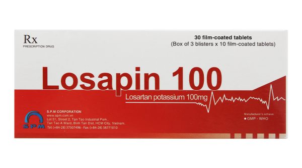 Losapin 100 trị tăng huyết áp (3 vỉ x 10 viên)