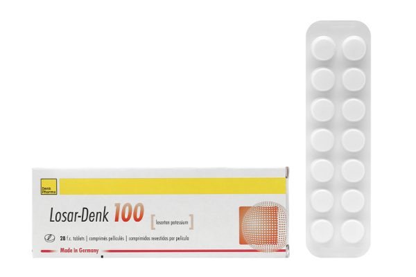 Losar-Denk 100 trị tăng huyết áp, suy tim (2 vỉ x 14 viên)