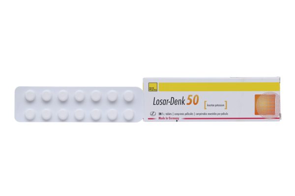 Losar-Denk 50 trị tăng huyết áp, suy tim (2 vỉ x 14 viên)